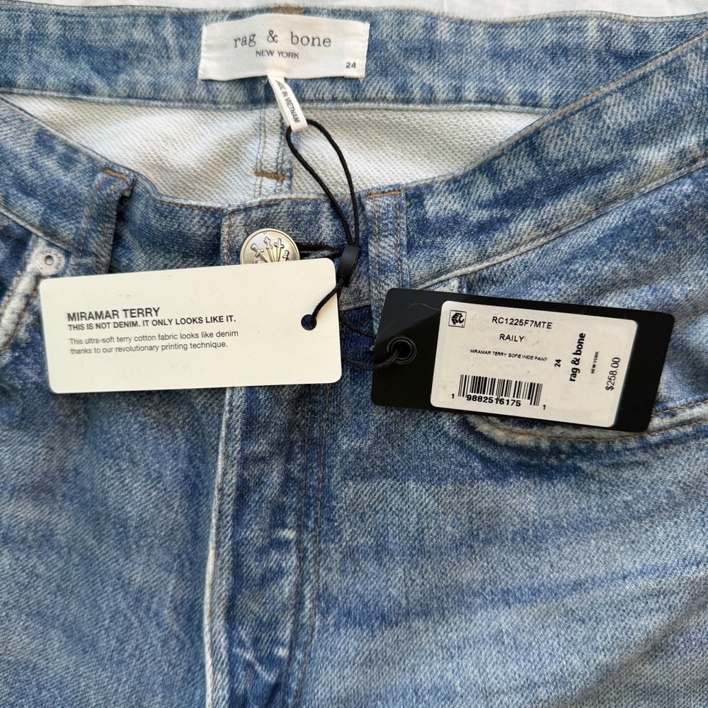 NWT Rag & Bone Miramar Raily High Rise Wide Leg Viral Sweatpant Jean Size 24 - Picture 7 of 16